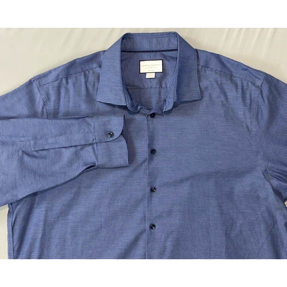 Charles Tyrwhitt Non-Irpn Classic Fit Dress Shirt. Circular Stripe, 18-35. EUC!